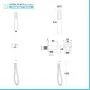 scheda tecniva Set doccia nero opaco in acciaio con soffione 25cm braccio 35cm e kit doccino