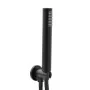 Set doccia nero opaco in acciaio con soffione 25cm braccio 35cm e kit doccino