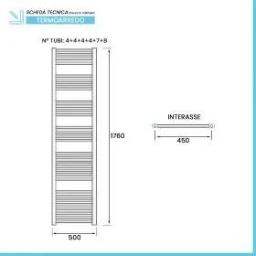 Termoarredo scaldasalviette bagno cromo L 50x165 cm interasse 45 cm Opera Scheda tecnica - Termoarredo scaldasalviette bagno cromo L 50x165 cm interasse 45 cm Opera