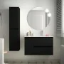 Mobile bagno sospeso 85 cm nero con lavabo un anta e specchio inclusi linea Gaya
