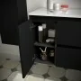 Mobile bagno sospeso 85 cm nero con lavabo un anta e specchio inclusi linea Gaya