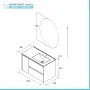 Scheda tecnica Mobile bagno sospeso 85 cm nero con lavabo un anta e specchio inclusi linea Gaya