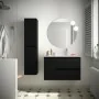 Mobile bagno sospeso 85 cm nero con lavabo un anta e specchio inclusi linea Gaya