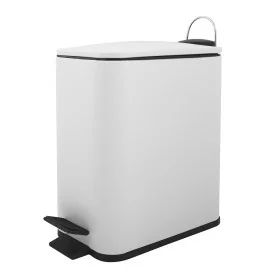 Pattumiera bagno 5 L in acciaio bianco opaco con apertura a pedale Rexa