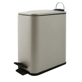Pattumiera bagno 5 L in acciaio tortora opaco con apertura a pedale Rexa