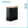 Scheda tecnica Pattumiera bagno 5 L in acciaio con coperchio in bambù nera con apertura a pedale Rexa