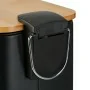 Pattumiera bagno 5 L in acciaio con coperchio in bambù nera con apertura a pedale Rexa