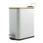 Pattumiera bagno 5 Lt in acciaio con coperchio in bambù bianca con apertura a pedale Rexa