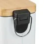 Pattumiera bagno 5 Lt in acciaio con coperchio in bambù bianca con apertura a pedale Rexa