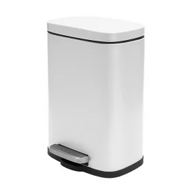 Pattumiera a pedale in acciaio 5 lt bianco opaco con chiusura rallentata Axin