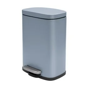 Pattumiera a pedale in acciaio 5 lt azzurro polvere con chiusura rallentata Axin