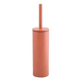 Portascopino d’appoggio in acciaio color terracotta opaco con scopino in setole nere removibile Axin