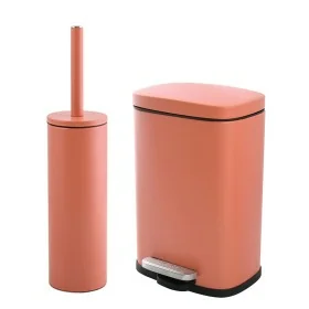 Set pattumiera 5lt a pedale e portascopino in acciaio color terracotta opaco Axin