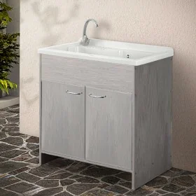 Mobile lavatoio 80 cm in PVC rovere kit di montaggio scarico incluso