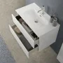 Mobile bagno sospeso 80 cm in legno bianco lucido chiusura soft-close con lavabo e specchio inclusi Leda