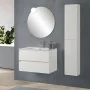 Mobile bagno sospeso 80 cm in legno bianco lucido chiusura soft-close con lavabo e specchio inclusi Leda