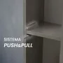 Sistema push-pull Colonna bagno sospesa H160 cm in legno grigio cemento con ripiani in vetro e sistema push-pull Leda