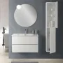 Mobile bagno sospeso 80 cm in legno bianco lucido chiusura soft-close con lavabo e specchio inclusi Leda