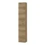 Colonna bagno sospesa H160 cm in legno color quercia naturale con ripiani in vetro e sistema push-pull Leda