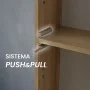 Sistema push pull Colonna bagno sospesa H160 cm in legno color quercia naturale con ripiani in vetro e sistema push-pull Leda