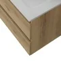 Mobile bagno sospeso 80 cm in legno color quercia naturale chiusura soft-close con lavabo e specchio inclusi Leda