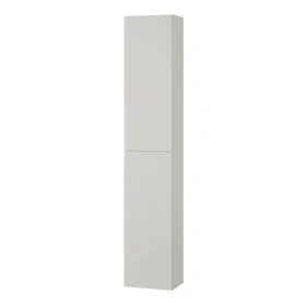Colonna bagno sospesa H160 cm in legno bianco lucido con ripiani in vetro e sistema push-pull Leda