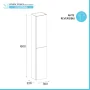 Scheda tecnica Colonna bagno sospesa H160 cm in legno bianco lucido con ripiani in vetro e sistema push-pull Leda