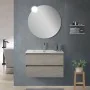 Mobile bagno sospeso 80 cm in legno cemento chiusura soft-close con lavabo e specchio inclusi Leda