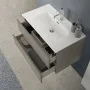 Mobile bagno sospeso 80 cm in legno cemento chiusura soft-close con lavabo e specchio inclusi Leda