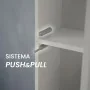 Sistema push-pull Colonna bagno sospesa H160 cm in legno bianco lucido con ripiani in vetro e sistema push-pull Leda