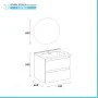 Scheda tecnica Mobile bagno sospeso 80 cm in legno cemento chiusura soft-close con lavabo e specchio inclusi Leda