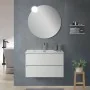 Mobile bagno sospeso 100 cm in legno bianco lucido chiusura soft-close con lavabo e specchio inclusi Leda