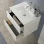 Lavabo Mobile bagno sospeso 60cm in legno bianco lucido 2 cassettoni soft close con lavabo e specchio Leda