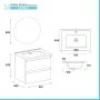 Scheda tecnica Mobile bagno sospeso 60cm in legno bianco lucido 2 cassettoni soft close con lavabo e specchio Leda