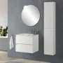 Mobile bagno sospeso 60cm in legno bianco lucido 2 cassettoni soft close con lavabo e specchio Leda