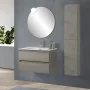 Mobile bagno sospeso 100 cm in legno grigio cemento 2 cassettoni con lavabo e specchio Leda