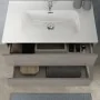 Mobile bagno sospeso 100 cm in legno grigio cemento 2 cassettoni con lavabo e specchio Leda