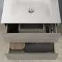 Spazio interno Mobile bagno sospeso 60cm in legno grigio cemento 2 cassettoni soft close con lavabo e specchio Leda