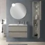 Mobile bagno sospeso 100 cm in legno grigio cemento 2 cassettoni con lavabo e specchio Leda