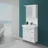 Mobile Bagno in legno grigio L. 82.5 cm con due ante, due cassetti e specchiera con pensile e luci