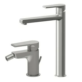 Set miscelatori lavabo alto e bidet spazzolato Mariani serie Artic 