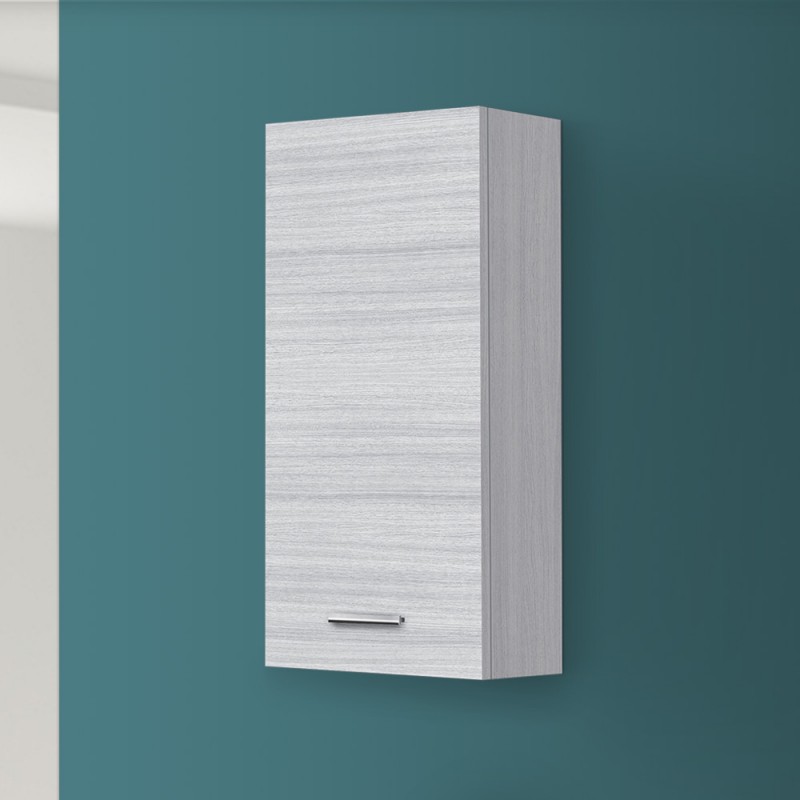 Pensile bagno sospeso H 69,5 cm in legno grigio con anta reversibile Pensile bagno sospeso H 69,5 cm in legno grigio con anta reversibile