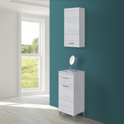 Inbagno Base Bagno Singola con anta reversibile e cassetto in colore grigio