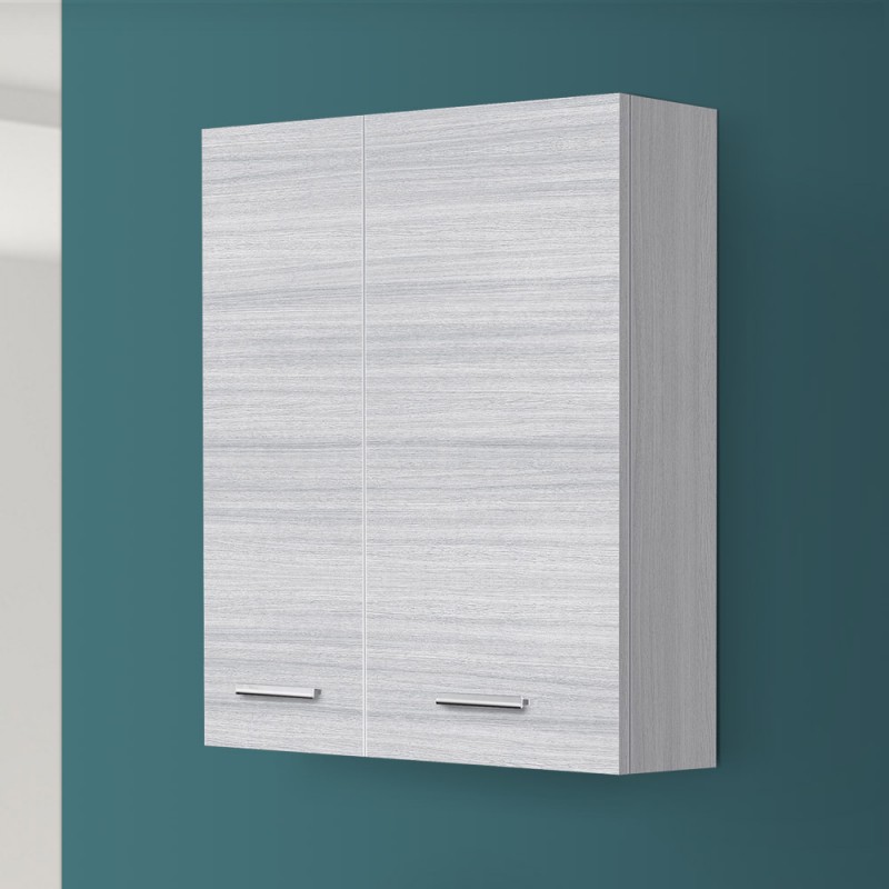 Pensile Grigio Salvaspazio due ante per bagno e lavanderia 60x70 Pensile da Bagno 2 Ante Salvaspazio Grigio 60x70 cm