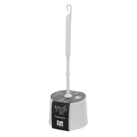 Porta scopino bianco in plastica per wc con scopino ergonomico