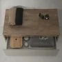 Mobile bagno sospeso 80 cm in legno tabacco e tortora Smok
