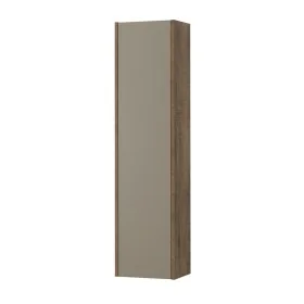Colonna bagno sospesa H120 cm in legno tabacco e tortora con anta reversibile Smok