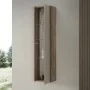 Colonna bagno sospesa H120 cm in legno tabacco e tortora con anta reversibile Smok