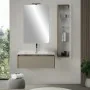 Colonna bagno sospesa H120 cm in legno tabacco e tortora con anta reversibile Smok