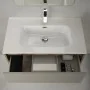 Mobile bagno sospeso 80 cm in legno tabacco e tortora con lavabo e specchio Smok